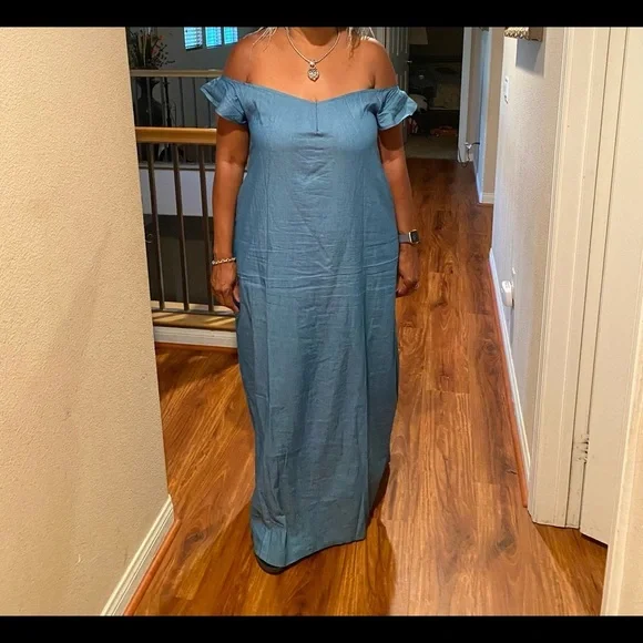 Oversized off the shoulder loose  maxi dress - Picture 2 of 6